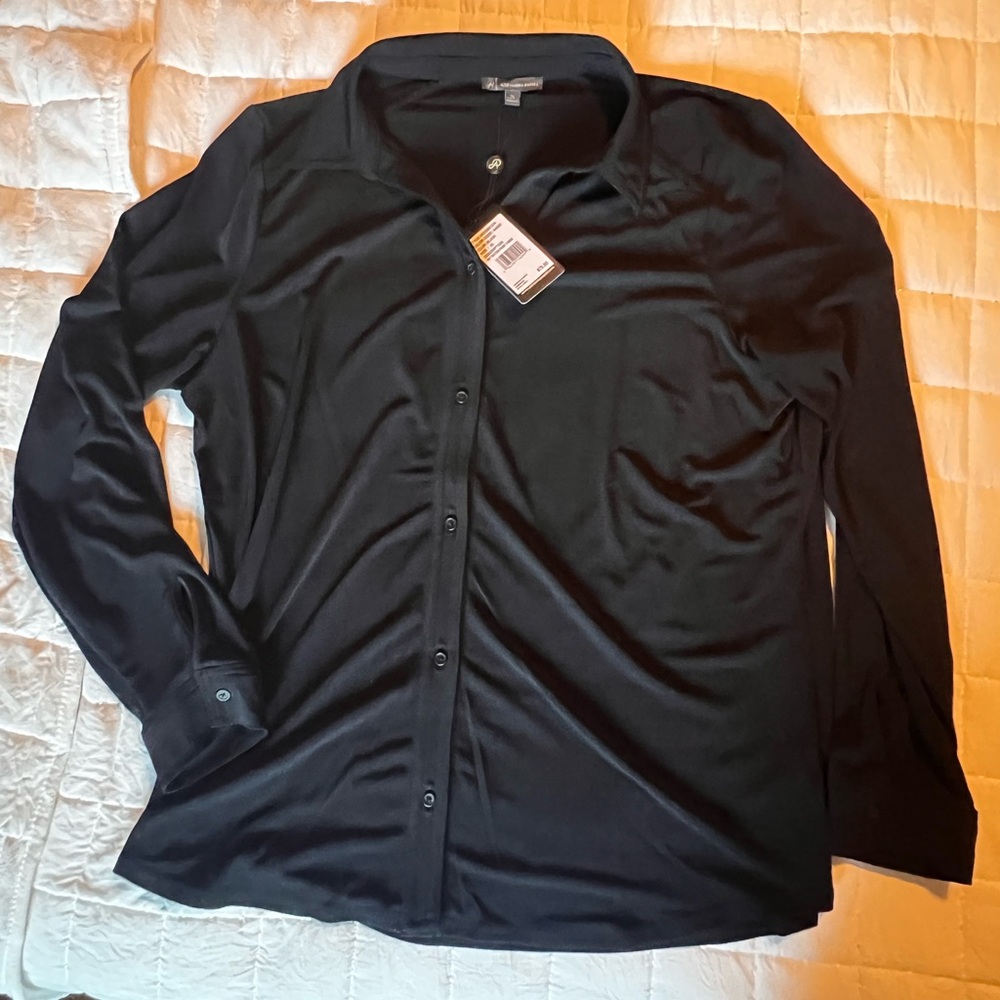 Black knit button down